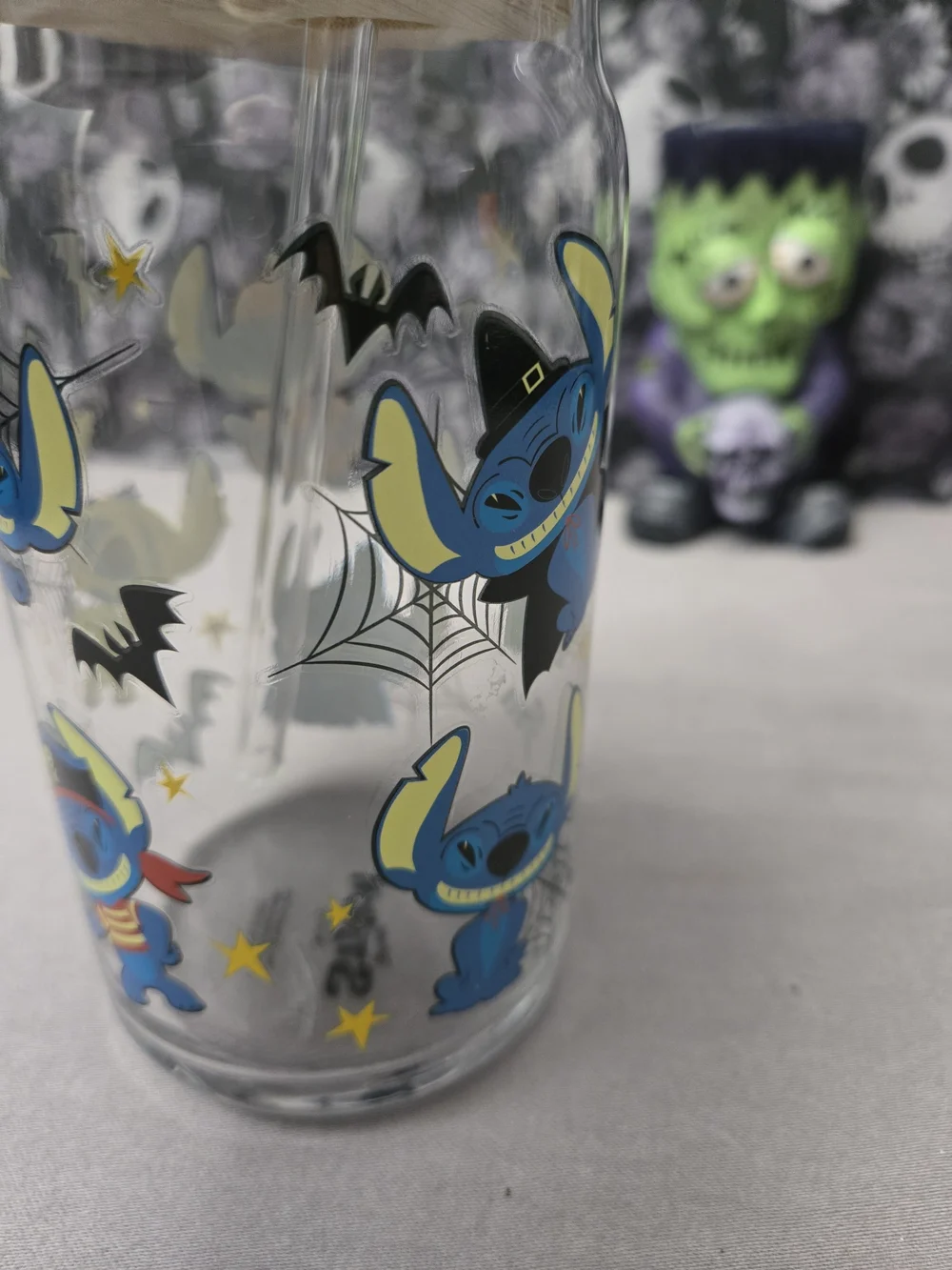 stitch (lilo and stitch) Spooky Halloween 16oz Glass Tumbler New W/O Box